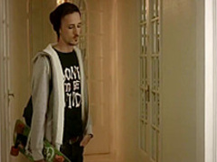 Tempting brunette in black stockings is for you