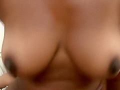 Two horny ebony beauties take turns on a huge black prick on the bed