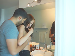 Cheating petite euro cuckolds her boyfriend