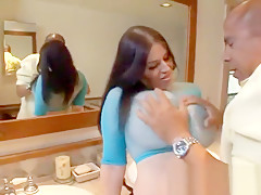 Brunette Milf in big high heeled boots