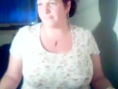 Granny show her big boobs on webcam.