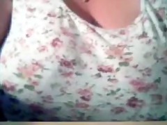 Granny show her big boobs on webcam.