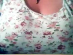 Granny show her big boobs on webcam.
