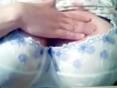 Granny show her big boobs on webcam.