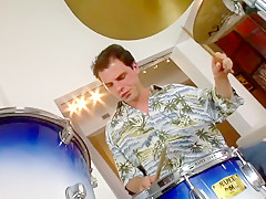 Teen blonde whore has sex with drummer.