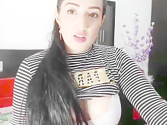 Sexy Long Haired Colombian Hairplay and Striptease