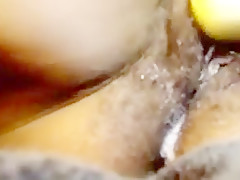 Chubby black mature Mimiboo69 fucks hairy creamy pussy