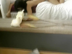 Cute Latin teen blows big cock then get doggie fucked