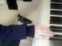 Blonde takes a big cock down her petite throat