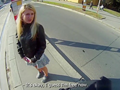 Blonde cutie tricked into outdoor sex