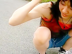 Skinny Japanese Girl Flexing