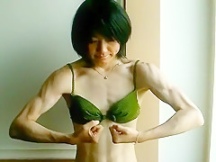 Skinny Japanese Girl Flexing