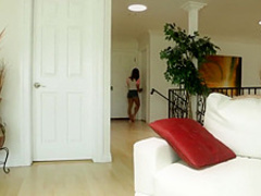 Busty stepmom enters threesome and sucks cock