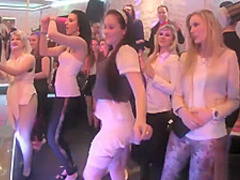 Girls at a party suck on cocks