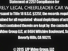 Pale redhead cheerleader Alex Tanner squeezing big dick into tight cunt