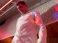 Elegant Euro lady pees before a glazing