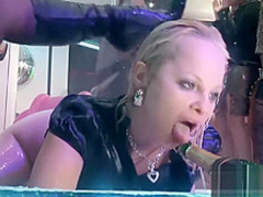 Sexy babes get naughty in the club