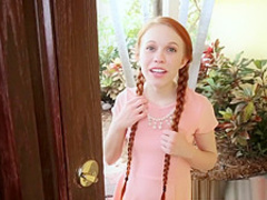 Little pigtailed redhead teen gets fucked