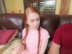 Little pigtailed redhead teen gets fucked