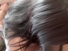 Teens in bikinis kissing and sharing a big dick