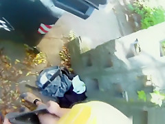 Blonde cutie tricked into outdoor sex