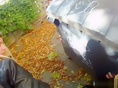 Blonde cutie tricked into outdoor sex