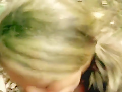 Cheating wife sucks his big dick and deep throats it swallows his cum