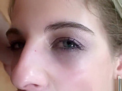 Euro chick gapes her hot pussy for an experienced lover