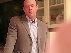 Hot girl in an outdoor shower sucking cock