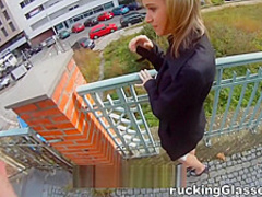Blonde cutie tricked into outdoor sex