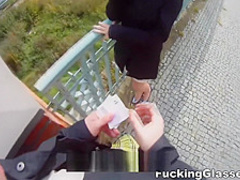 Blonde cutie tricked into outdoor sex