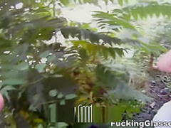 Blonde cutie tricked into outdoor sex