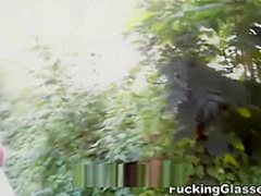 Blonde cutie tricked into outdoor sex