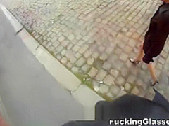 Blonde cutie tricked into outdoor sex