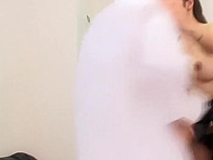 Asian with a stellar rack plowed at the office