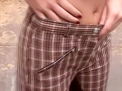 Lucy plays with her cunt outdoors