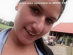 Lucy plays with her cunt outdoors