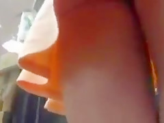 Beautiful lady in dress with no panties in the queue