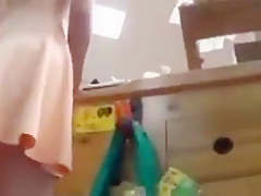 Beautiful lady in dress with no panties in the queue