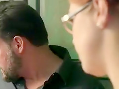 Red haired girl with glasses