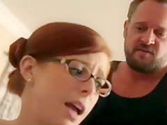 Red haired girl with glasses