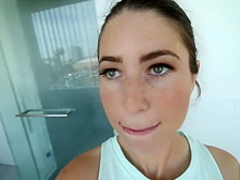 Horny lesbians making a bathroom sex tape