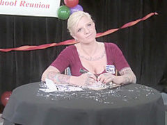 Hot blonde at school reunion fucks a former lover