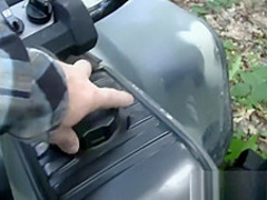 Hot blonde wife sucks stranger for help with quad