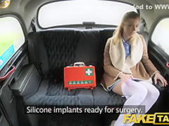 Fake Taxi Nurse in sexy lingerie has car sex