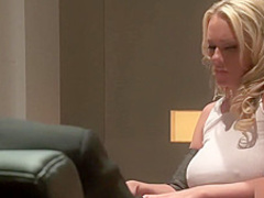 Ravishing blonde has her bald pussy nailed