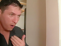 Short haired brunette enjoys his delicious semen