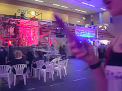 Blonde plays with her snatch and squirts in public