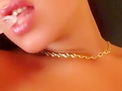 Mirella exposes pussy through extreme closeup