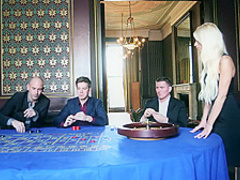 Blonde babe takes the winning cock deep inside her